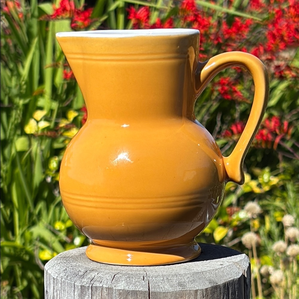 Vintage Emile Henry France Mustard Yellow Ceramic Pitcher/Jug